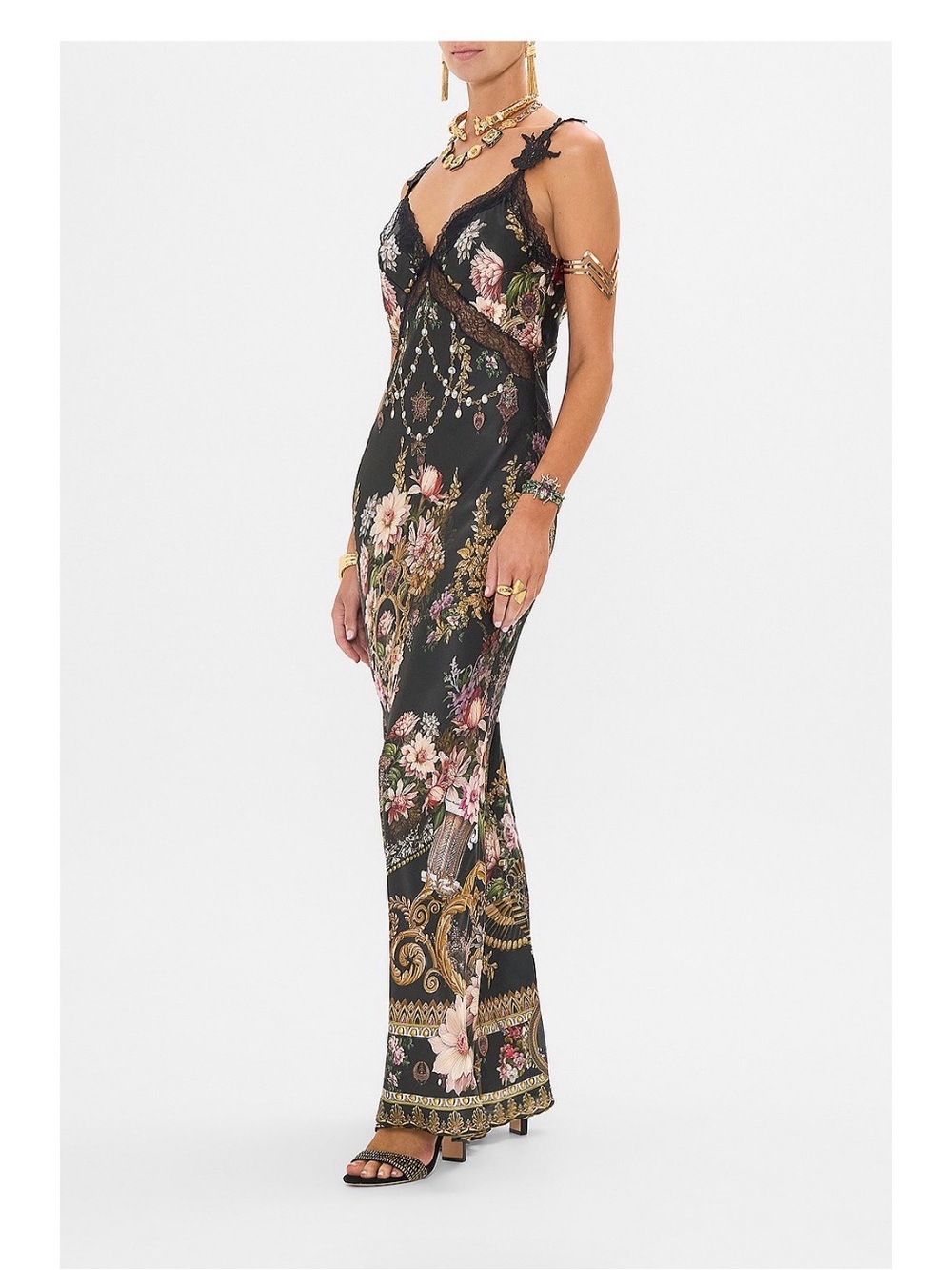 Camilla Bias Silk V-Neck Maxi Slip Dress - Picture 3 of 8